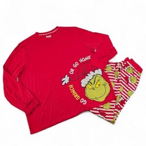 The Grinch Christmas Pajama Set Red Long Sleeve Top & Pants Women 3X Plus Size